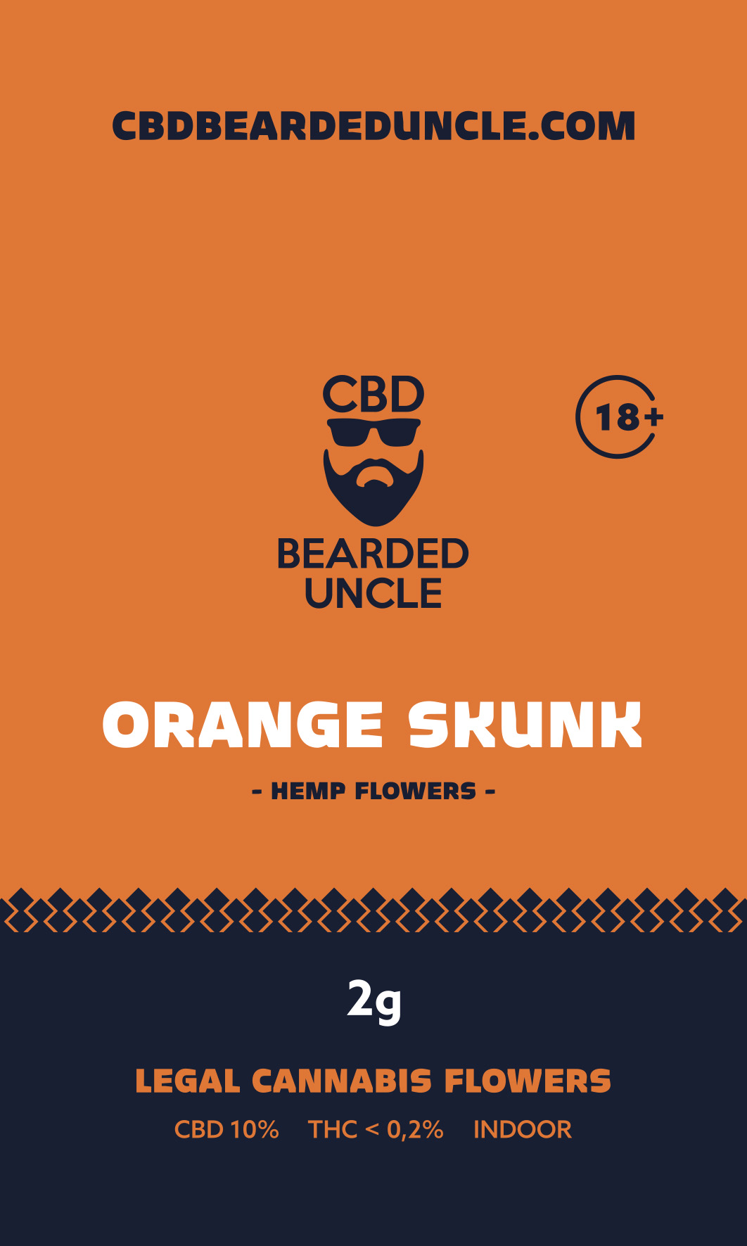 BEARDED UNCLE ORANGE SKUNK INDOOR CBD 10% a THC 0,2% 2g