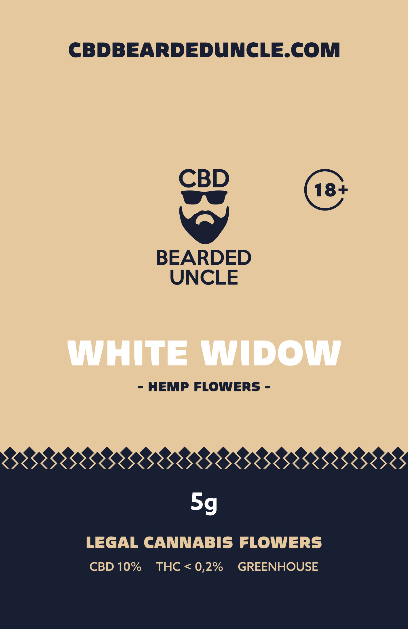BEARDED UNCLE WHITE WIDOW GREENHOUSE CBD 10% a THC 0,2% 5g 