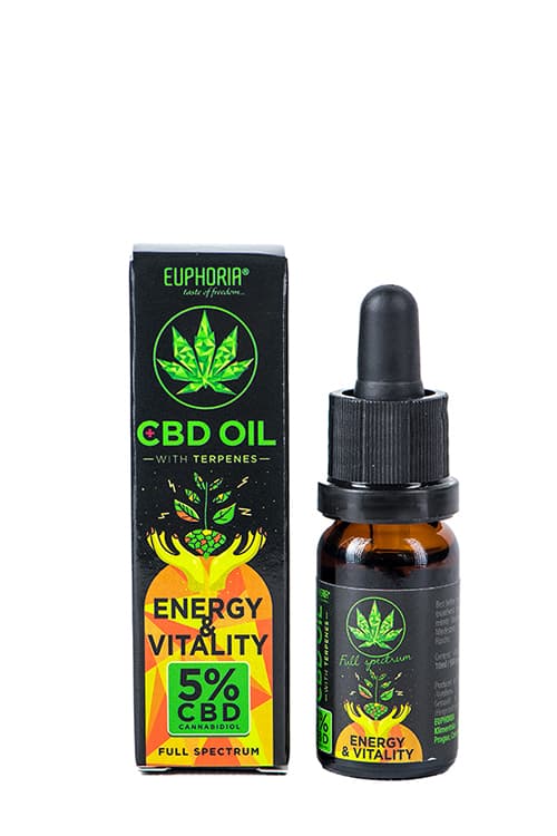 EUPHORIA CBD olej 5% s terpeny 10ml 500mg ENERGY & VITALITY