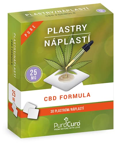 PuroCuro Konopné CBD náplasti 750mg 30ks x 25mg